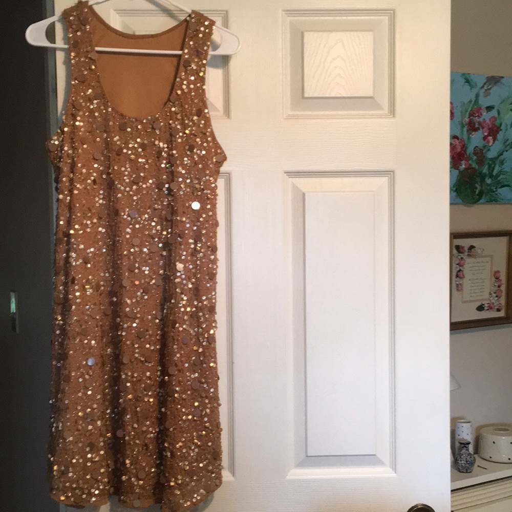 NEVER WORN fun gold sequined cocktail dress